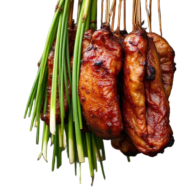 Meat Grills with green onions